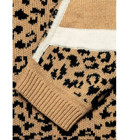 Current/Elliot Duvall Leopard Print Camel Black Wool Cashmere Cotton Sweater 2 - Picture 5 of 16